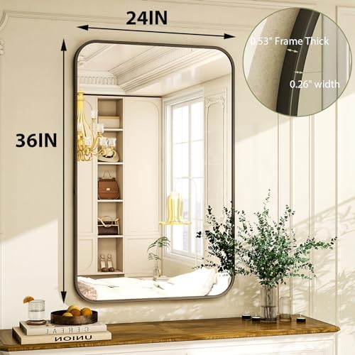 Easly 24 x 36 Inch Bathroom Mirror, Rounded Rectangular Vanity Mirror - Image 4