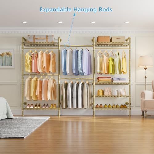 Timate L3 L Shape Gold Heavy Duty Clothes Rack, Industrial Pipe Wall Mounted - Image 2