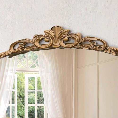 Micasso Vintage Gold Arched Mirror: 32"x24" Baroque Antique Vanity Mirror - Image 5