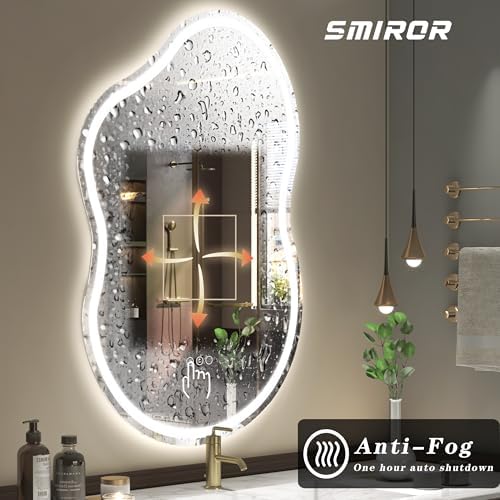 SMIROR 60x32 Irregular Led Lighted Bathroom Vanity Mirror - Image 5