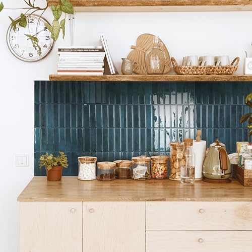 Smart Tiles Peel and Stick backsplash, Stacked Petrol Blue - Image 2
