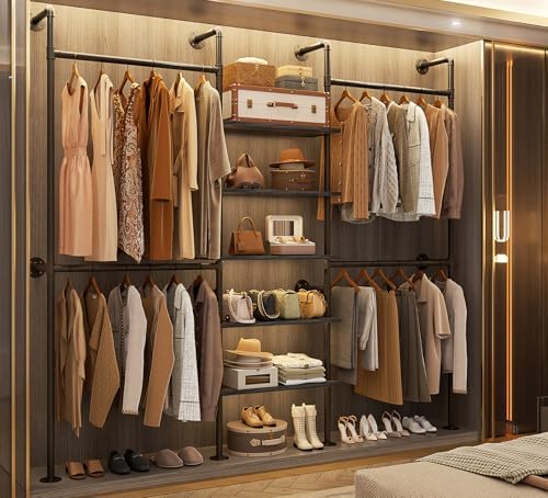 Aheaplus Industrial Pipe Clothing Rack, 6.42FT Closet Organizer System by Aheaplus