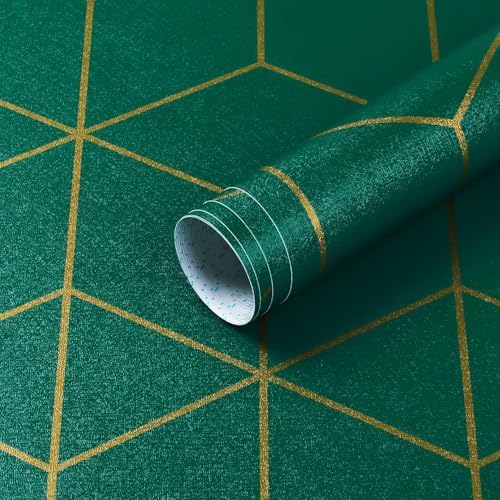 Safiyya Peel and Stick Wallpaper Gold and Dark Green Wall Paper Geometric by SAFIYYA