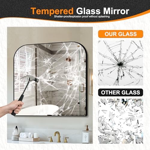 Delma 30"x30" Black Metal Framed Bathroom Mirror - Image 6