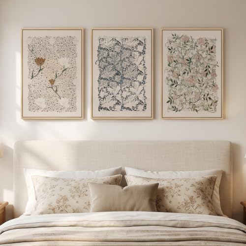Framed William Morris Boho Floral Canvas Wall Art - Image 2