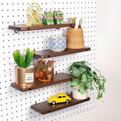 Walnut Finish Solid Wood Pegboard Shelf by SEMPOMA