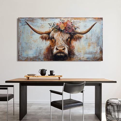 Canvas Wall Art Decor Artwork for Wall Decor Highland Cow Wall Art Prints Wall - Image 2