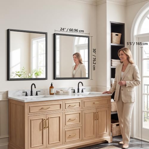 FORBATH Bathroom Mirror for Over Sink, 24x30 Inch Black Vanity Mirror - Image 2