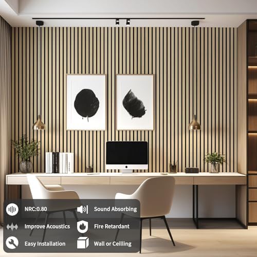 AMZDEPOT Soundproof Wood Slat Wall Panel, 2 Pack - Image 4
