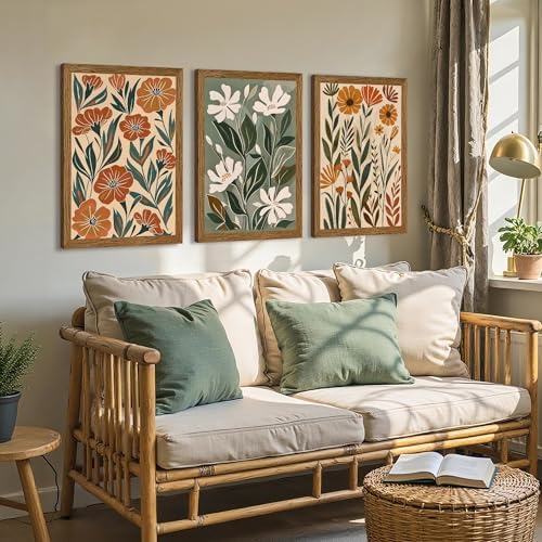 Urmoya 3 Pieces Boho Floral Decor Flower Market Wall Art, 20x30 Inch - Image 3