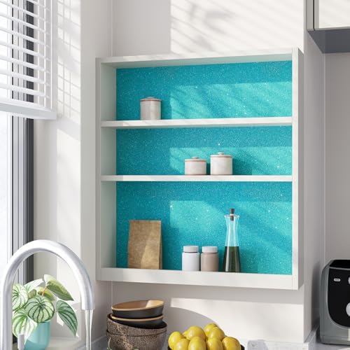 Teal Blue Glitter Peel and Stick Wallpaper Self Adhesive Sparkle Wallpaper - Image 5