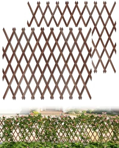 2 Pack Expandable Wooden Lattice Fence Panel, 3.2 x 6.1 Ft by Avalution