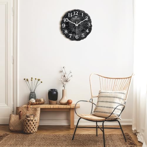 Lafocuse 12 Inch Black Wooden Rustic Wall Clock - Image 2