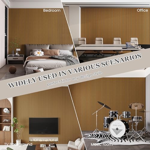 6 Pack Wood Salt Acoustic Wall Panels 94" x 7.9" x 0.8", Natural Oak - Image 4
