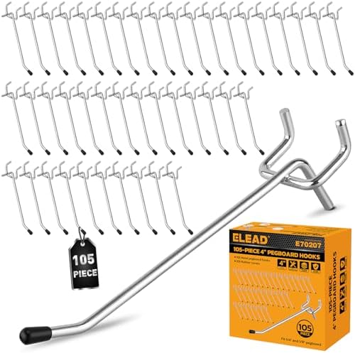 ELEAD 105-Piece 4 Inch Pegboard Hooks, Heavy Duty Peg Board Organizer by ELEAD