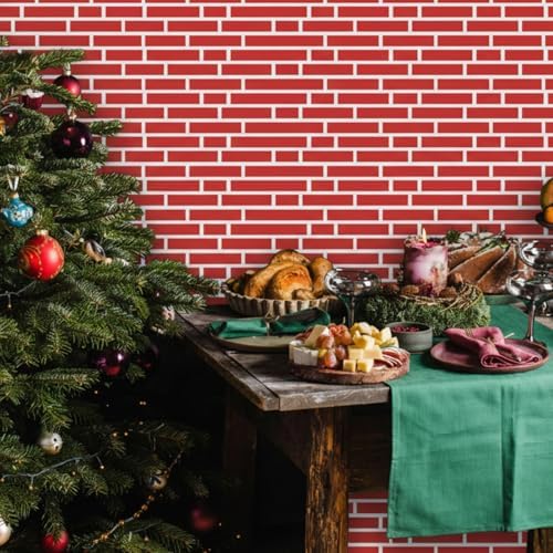 10x30ft Christmas Red Brick Wall Backdrop Photo Background Fabric - Image 6