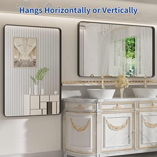 WEER Black Bathroom Vanity Mirror 48X32 Inch - Image 5