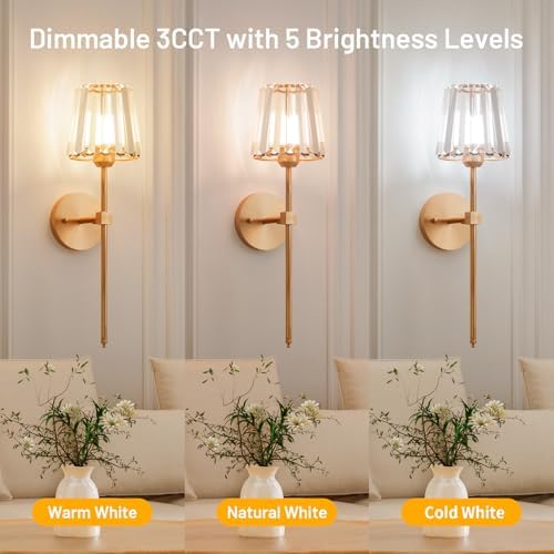 Crystal Battery Operated Wall Sconces Set of 2 - Image 6