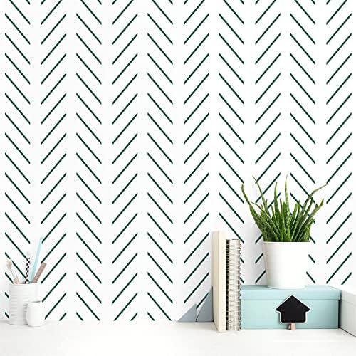 Orainege Green Peel and Stick Wallpaper Herringbone Contact Paper by Orainege