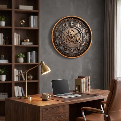 October Elf 24 Inch Large Wall Clock, Bronze Brown - Image 6
