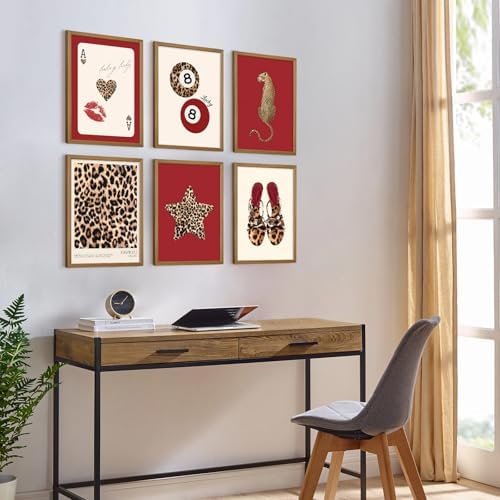 Cheetah Wall Art Red Leopard Canvas Wall Decor Y2k Trendy Coquette Poster - Image 7