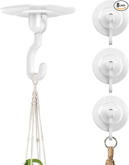 Adhesive Wall & Ceiling Decor Hooks: 8-Pack 3 lbs Heavy Duty No-Drill 360° by Unknown