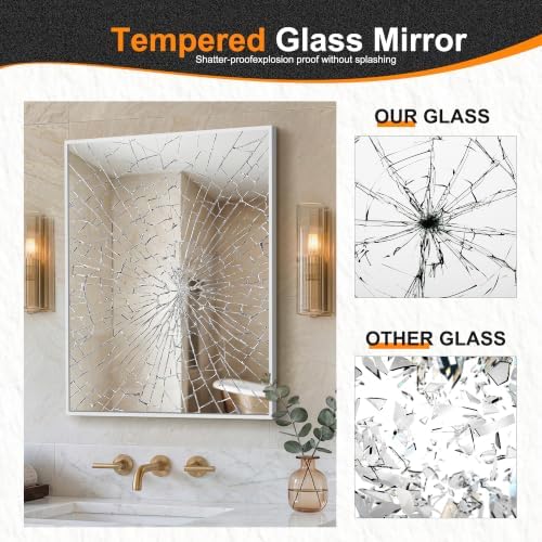 Delma Bathroom Vanity Mirror, 30x24 Silver Metal Framed Mirror - Image 5