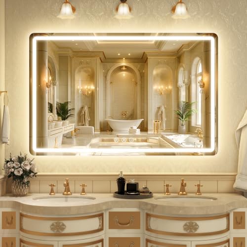 55"x36" LED Bathroom Mirror Anti-Fog Dimmable Wall Mount Vanity Touch by Lmsedf