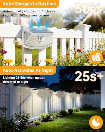 Aootek Solar Motion Sensor Lights Outdoor 120 LEDs, 4 Pack - Image 5