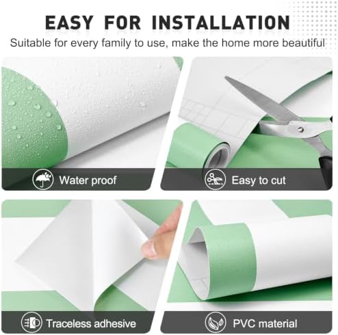 Green and White Striped Wallpaper Peel and Stick Wallpaper Self-Adhesive - Image 2