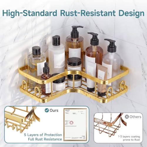 Veken Large Capacity Corner Shower Caddy 6-Pack, Advanced Rustproof Design - Image 3