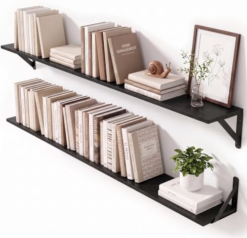 Black Wall Shelves 6" Deep, 48x6 Inch by Unknown