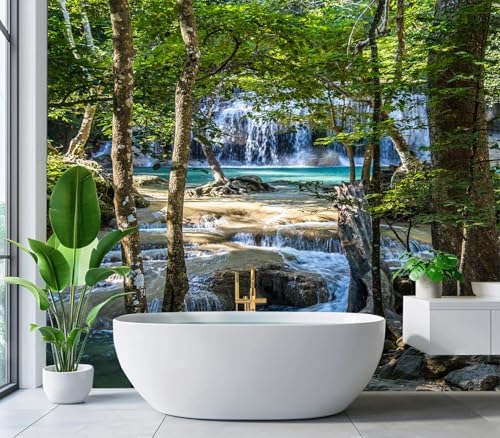 Stunning Tropical Forest Waterfall Nature Wallpaper Peel Stick - Image 3