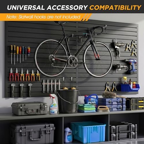 Slatwall Panel Garage Storage System, Heavy Duty Wall Mount Slatwall Organizer - Image 6