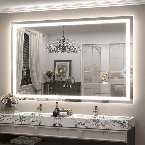 66x40 LED Lighted Bathroom Mirror by ODDSANMirrors