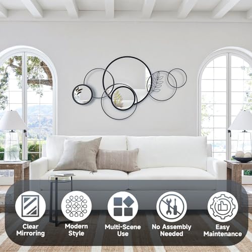 Wall Mirror Decorative, Round Decorative Mirror, Large Decor Metal Wall Art - Image 6