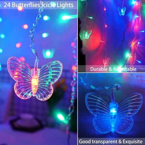 Butterfly Curtain Fairy Lights USB Plug in, 120 LED 8 Modes 20FT Firefly - Image 6