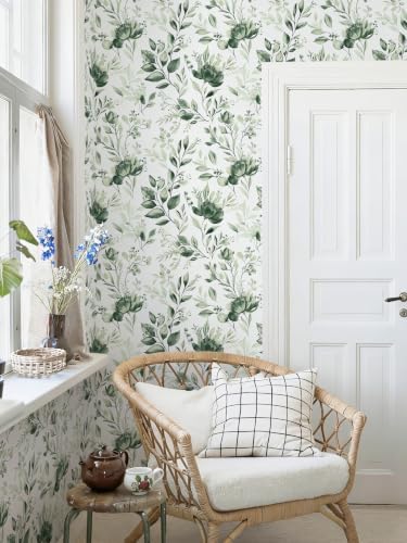 Yasinet Green Wallpaper Olive Leaf Peel and Stick Wallpaper 17.3 ''×78.7 '' - Image 3