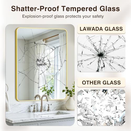 Vanity Bathroom Mirror, 40”x28” Gold Bathroom Mirror - Image 5