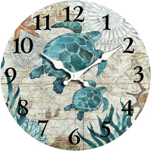 Sea Turtle 10 Inch Wooden Wall Clock by EZXZZ
