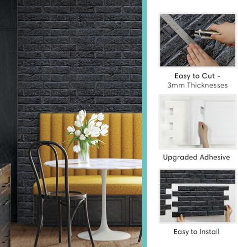 Commomy Peel and Stick Faux Brick 3D Wall Panels 12 pcs of 22.8" x 11.8" - Image 5