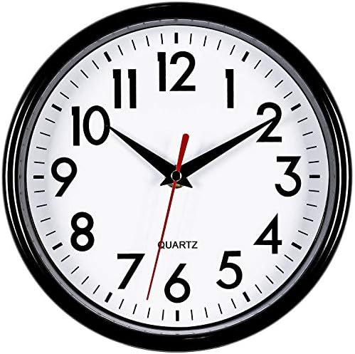 Bernhard Products Black Wall Clock 8" Silent Non-Ticking Quality Quartz Battery by BernhardProducts
