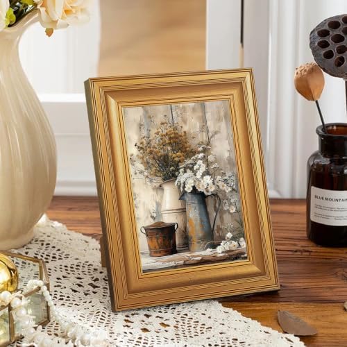 EJPFOGV Rustic Farmhouse Floral Still Life Framed Canvas Wall Art 8x10 in - Image 5