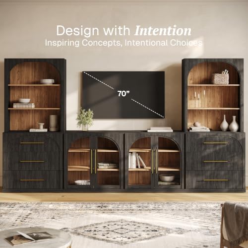 BELLEZE Jagger 130" Wall Unit 6-Piece Modular TV Stand - Image 3