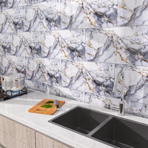 Marble Peel and Stick Backsplash 23.6 x11.8 in - Image 3