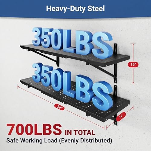 FLEXIMOUNTS 2-Pack 1x3ft Garage Shelving Perforated Wall Shelf - Image 3