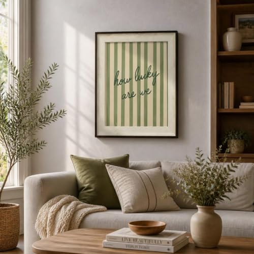 razliubit How Lucky Are We Wall Art, Framed Green Canvas Print, 10x12 Inch - Image 5
