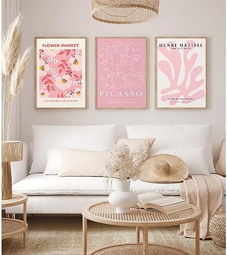Matisse Abstract Wall Art Decor Pink Flower Canvas Pictures Picasso Aesthetic - Image 5