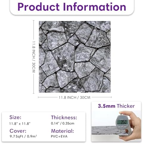 3D Faux Stone Wall Panels Peel and Stick, Designed - Image 4