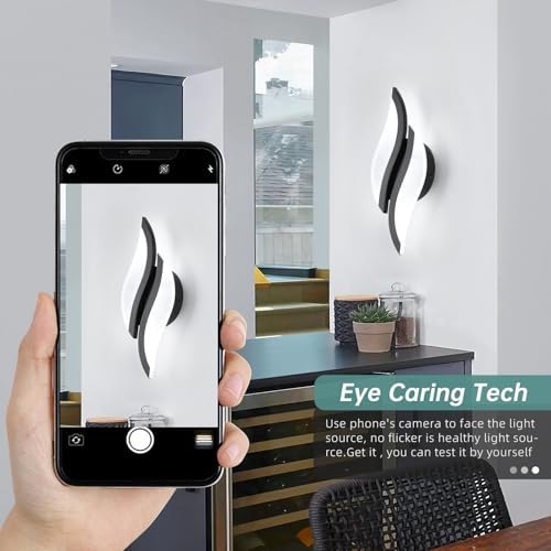 CANEOE Modern LED Wall Sconce 6000K Black Indoor Wall Light Fixtures Acrylic - Image 2